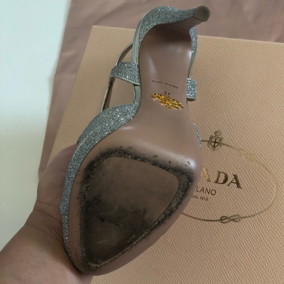 PRADA Glitter Strappy Platform Sandals - Picture 7 of 8